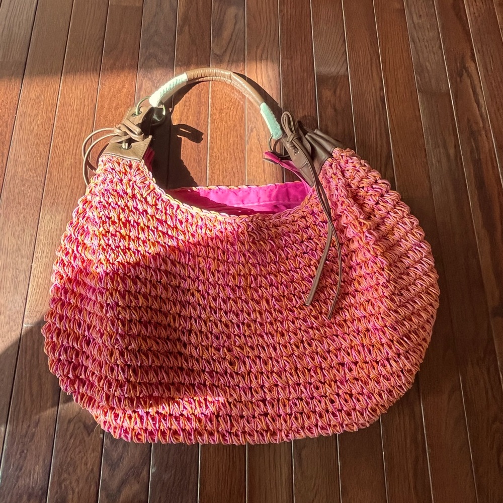Pink and orange handwoven bag